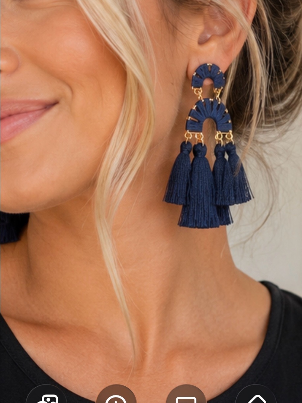 Kinsley Armelle Navy Blue Tassel Earrings
